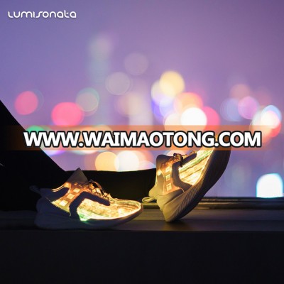 Wholesale Fashion rechargeable battery operated 7 color change glitter led light running shoes women